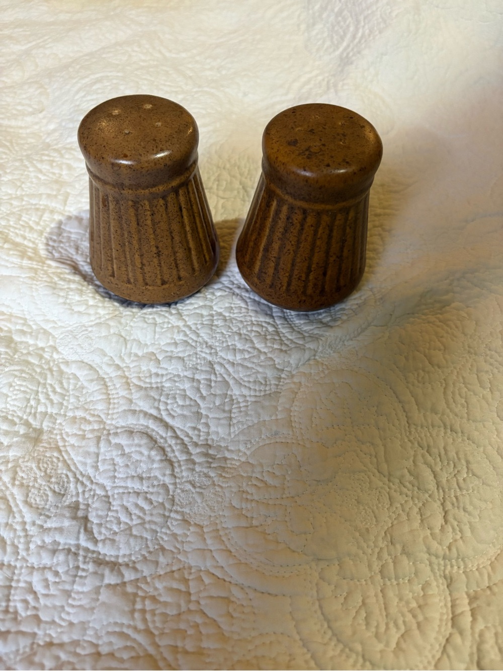 Brown Ceramic Salt and Pepper Shakers - Rustic Kitchen Set